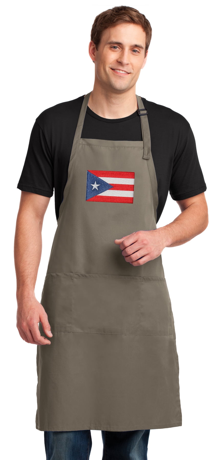 Large Puerto Rico Flag Apron Long Chef's Puerto Rico Aprons for a Woman or Man - Adjustable Neck & Pockets