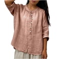 thumbnail image 6 of Paiwinds Women's Embroidered V-Neck Mid Sleeve Top, Casual Pullover Blouse with Floral Design, Lightweight Cotton Linen Blend for Summer, 6 of 9