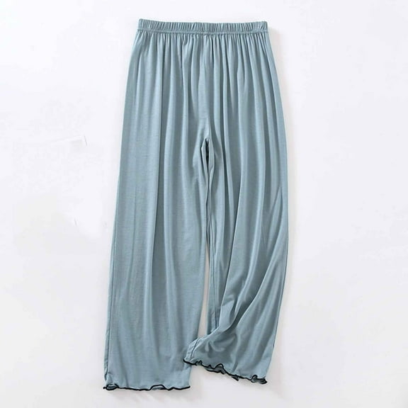 SOOMLON Women Pajama Pants Long Winter Comfy Solid Pajama Bottoms Adult Tall Warm Winter Lounge Sleepwear Night Pants Stretchy Soft Straight Leg Pants Loungewear Light Blue XL