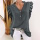 thumbnail image 2 of Camisas para adolescentes,Blusa informal con cuello en V para mujer, mangas holgadas, mezcla de poliéster y elastano, cómoda para uso diario, sopatenor, 2 of 9