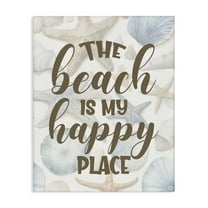 Stupell Industries Beach Happy Place Typography Painting Gallery Wrapped Canvas Art Print Wall Art, 16 x 20