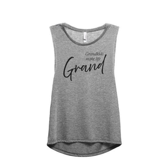 Grandkids Make Life Grand Women's Fashion Sleeveless Muscle Workout Yoga Tank Top Heather Grey Grey Medium
