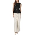 thumbnail image 2 of INSPIRE CHIC Women's  Sleeveless Peplum Top Faux Suede Boat Neck Business Casual Blouse with Belted S Black, 2 of 3