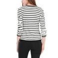 thumbnail image 3 of INSPIRE CHIC Women's Notched Lapel Button Decor Thin Striped Blazer S Black White, 3 of 8