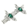 thumbnail image 3 of Horquilla Mariposa Metal Plata Doble Mariposa Cristales Centrales Linda Horquilla Glamurosa Verde, 3 of 10