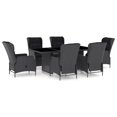 thumbnail image 2 of vidaXL 7 Piece Outdoor Dining Set with Cushions Poly Rattan Dark Grey, 2 of 12