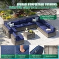 thumbnail image 4 of Clouddwell 11 Piece Patio Furniture Set Wicker Rattan Patio Conversation Set Outdoor Sectional Sofa Set with Coffee Table and Blue Cushions(Waterproof Cover Included), 4 of 6