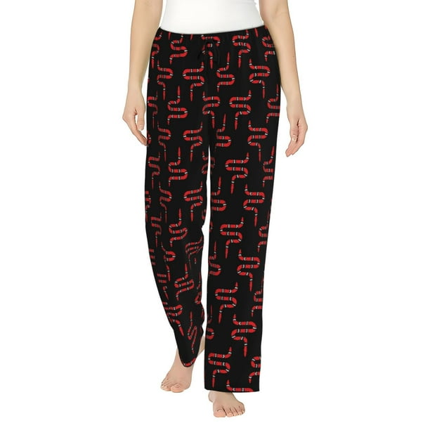 Balery Red Snake Pantalones de pijama para mujer, pijamas ultraligeros, pantalones de estar por casa-Medium