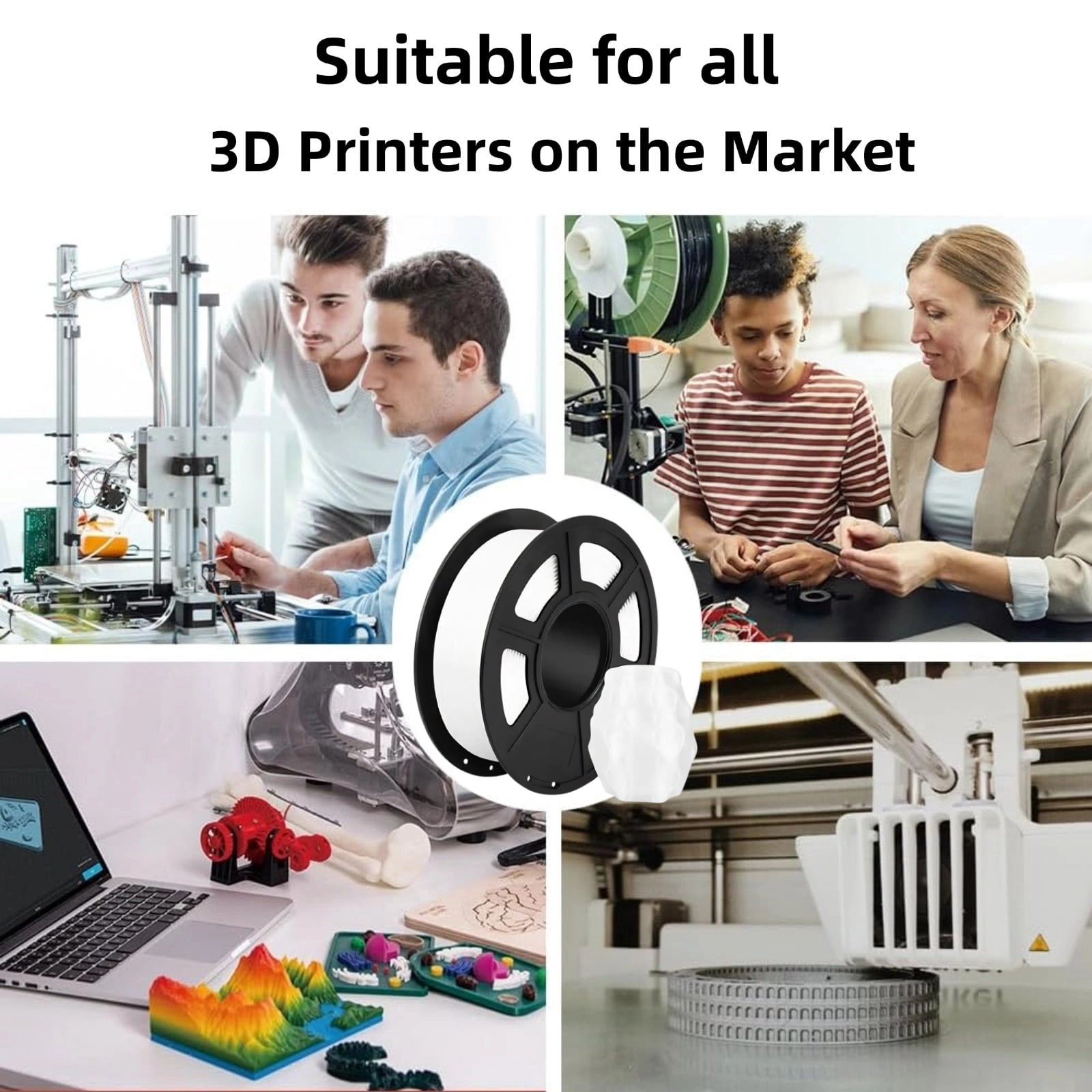 PETG 3D Printer Filament 1.75mm, Dimensional Accuracy +/-0.02mm, 1KG Spool (2.2lbs), Fit for Most 3D FDM Printer - Transparent