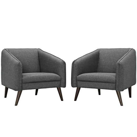 Modway Slide Armchairs Set of 2 in Gray