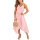 thumbnail image 2 of Vestido De Mujer Vestido Largo Sin Mangas Con Cuello En V De Color SóLido Con CordóN En La Cintura XBTCLXEBCO Rosado;XXL, 2 of 4