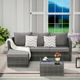 thumbnail image 2 of JONPONY 2 Pieces Patio Furniture Set,Outdoor Woven Sectional L- Shaped Patio Furniture ,Wicker Conversation Set with Ottoman, Detachable Lounger Table for Backyard Poolside,Grey, 2 of 7
