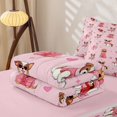 thumbnail image 6 of Homewish Chic Pet Dog Zipper Full Size Comforter Sets with Fitted Sheet and 2 Pillowcases,Cartoon Animal Zipper Bedding Set,Pink,Pink Reversible,4pcs, 6 of 8
