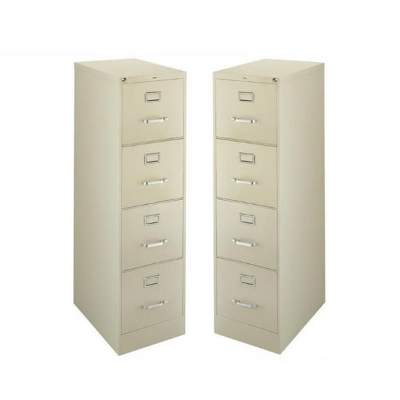 Home Square 2 Piece Metal Filing Cabinet Set with 4 Drawer in Putty/Beige
