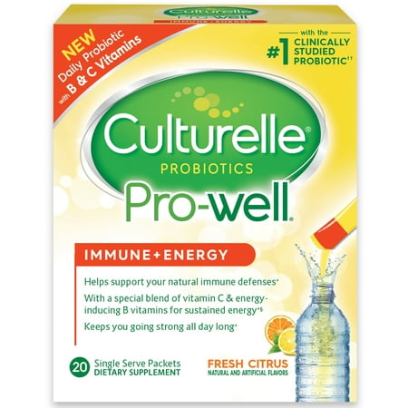 Culturelle Probiotics Pro-Well Immune + Energy Dietary Supplement Fresh Citrus - 20 CT