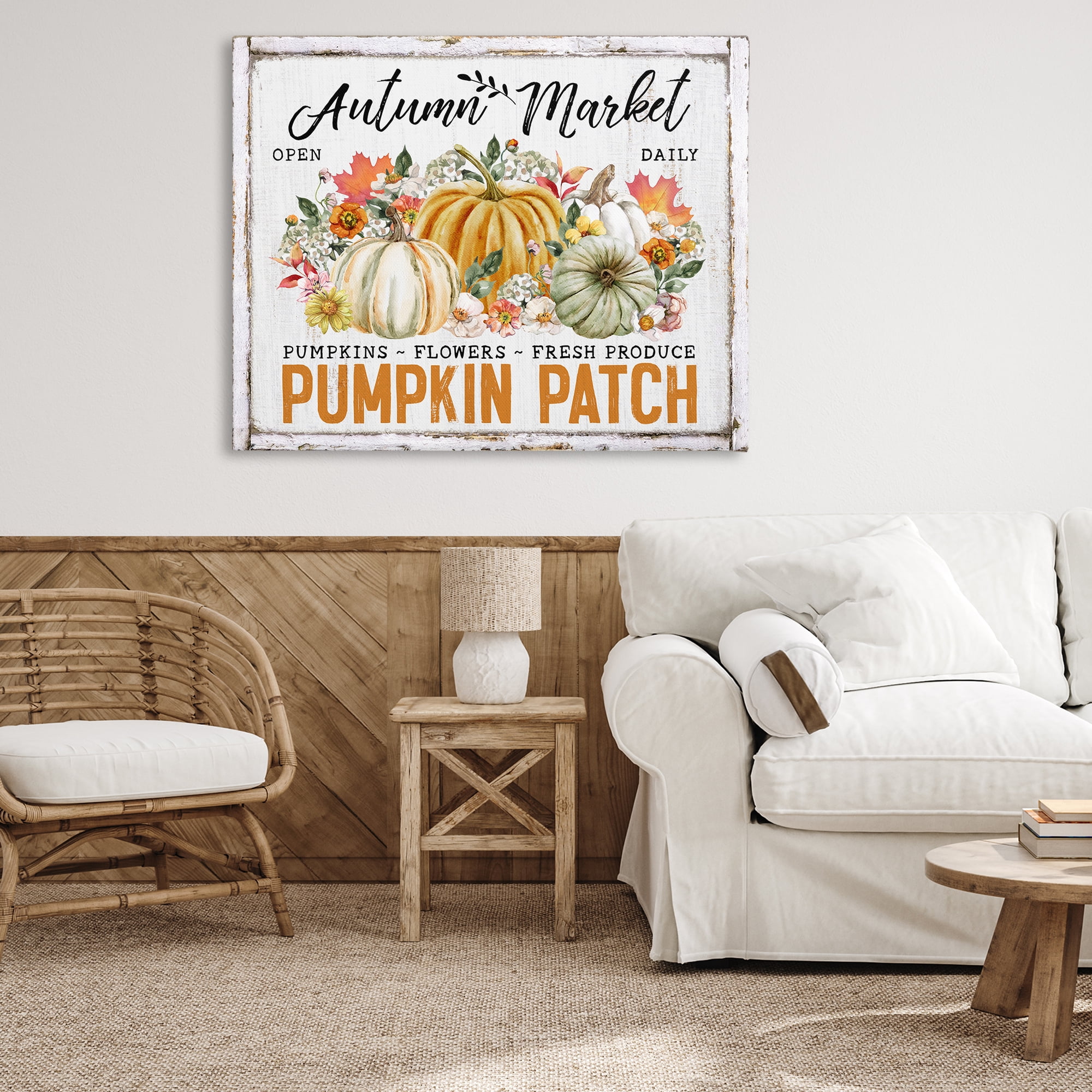 Stupell Industries Rustic Autumn Market Holiday Painting Gallery Wrapped Canvas Art Prints Wall Art, 48 x 36