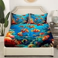thumbnail image 3 of Erosebridal Gold Fish Sheet Set Twin, Underwater World Bedding Sets Twin Size, Ocean Animals Reversible Twin Sheet Sets, Breathable Bedroom Decor, 3-Piece, 3 of 7