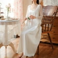 thumbnail image 5 of Previn Women's Cotton Victorian Nightgown Lace Vintage Bell Long Sleeve Sleep Dress Square Neck Princess Long Pajama Dress Soft Nighties White X-Large, 5 of 5
