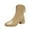 Beige, variant on Lovskoo 2024 Women's Dressy Ankle Boots Hidden Wedge Chunky Stacked Heel Zipper Boots Vintage Leather Wedding Dress Shoes Fleece Warm Western Booties White