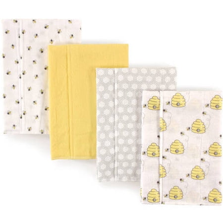Hudson Baby Boy and Girl Flannel Burp Cloths, 4-Pack - Bees