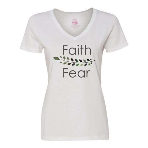 Inktastic Faith over Fear with Laurels Women's V-Neck T-Shirt