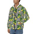 thumbnail image 3 of Kdxio Lemons on Striped Print Men Hoodies Casual Hoodies for Men with Zip Pockets Full Zip Long Sleeve Sweatshirt Sports Hooded Jacket-Small, 3 of 5