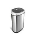 thumbnail image 1 of NINESTARS DZT-50-9 Bote de basura automático con sensor de movimiento infrarrojo sin contacto, 13 gal 50 L, base de acero inoxidable (ovalada, tapa plateada/negra), 1 of 5