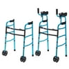 GreenChief Folding Standard Walker with Armrest, 2 in 1 Narrow Walker for Senior Folding Walker with 4 Wheels Heavy Duty 500lb Foldable Walking Mobility Aid