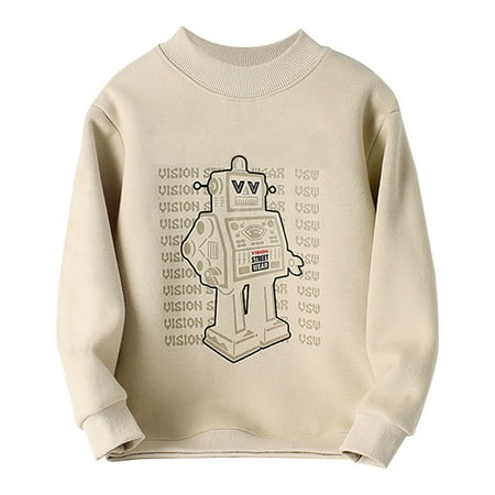 

LIhncine Boys Hoodies Children s Wear Children Fuzzy Turtleneck Children Warm Winter Long Sleeve Boy Pullover Boys Sweatshirts(Beige 5-6 Years)