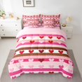 thumbnail image 2 of Castle Fairy Teens Love Heart Print Bedding Comforter Set,Stripes Full Bedding Set, 2 of 8