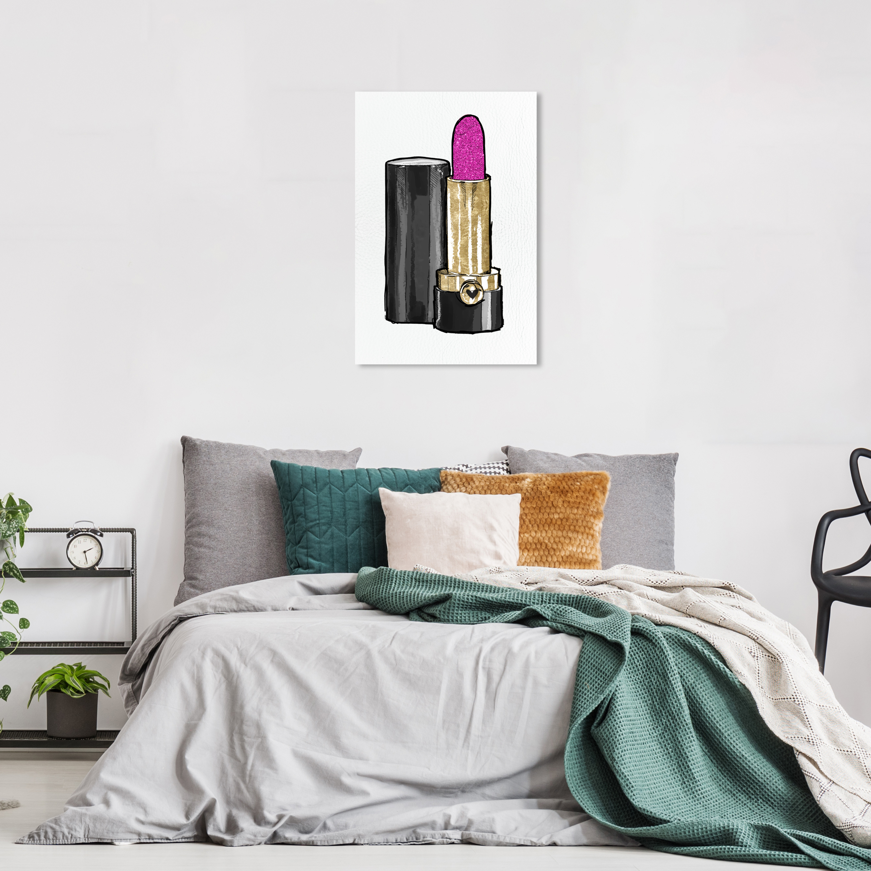 Wynwood Studio Canvas Very Pink Lipstick I Fashion and Glam Makeup Wall Art Canvas Print Black Hot Pink 16x24