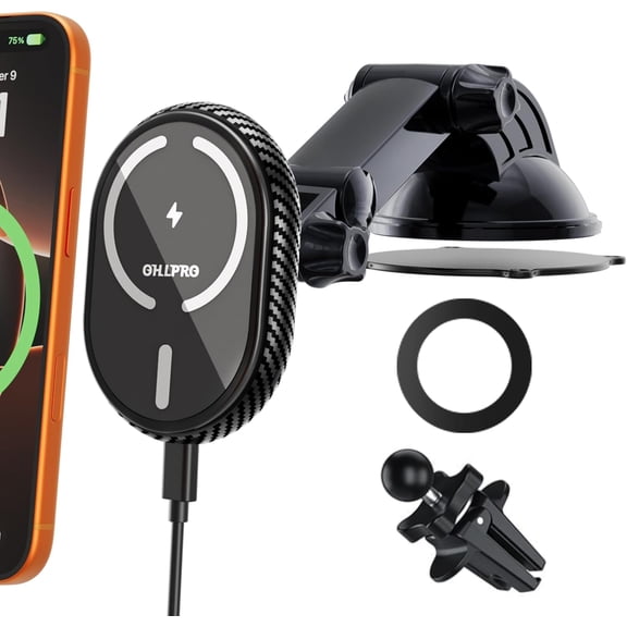 SWTSWT for iPhone 17 MagSafe Car Mount Charger, 15W Fast Wireless Charging Magnetic Holder with Extendable Suction Cup Arm, Dashboard & Vent Mount Compatible with iPhone 16/15/14/13 Pro Max