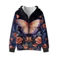 thumbnail image 4 of Xoenoiee Butterfly Flower Print Hoodies for Girls Long Sleeve Shirts with Full Zipper Lightweight Hooded Sweatshirt Athletic Hoodie Fall Tops Trendy Outfits for Kids, M, 4 of 7