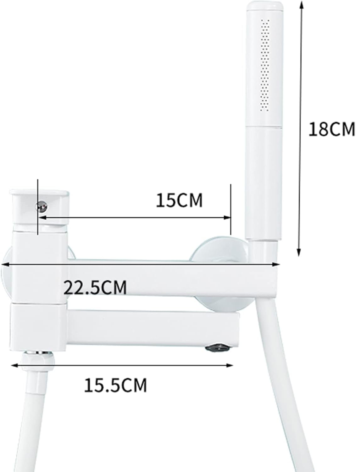 Bath Mixer Tap with Shower Attachment Bathtub Faucet Wall Mounted Brass Hot and Cold Water Hand Shower Double Hole Bathroom Shower Faucet White-B
