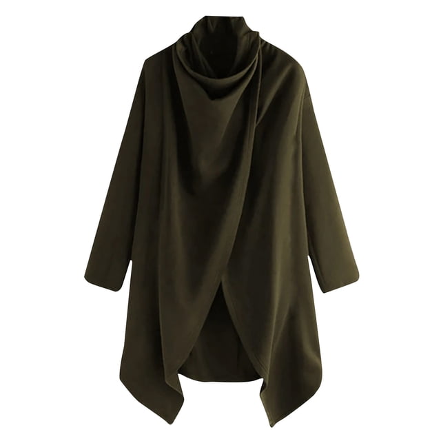 WREESH Men's Cape Jacket Street Style High Collar Solid Color Long Sleeve Punk Irregular Windbreaker