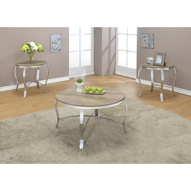 Acme Malai 3 Piece Pack Coffee End Set Weathered Light Oak Chrome Com Acme Malai 3 Piece Pack Coffee End Set, Light Oak Coffee Table With Drawers Exeter
