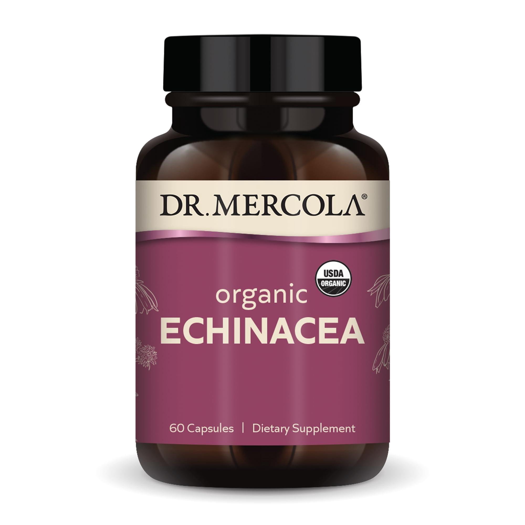 Dr. Mercola Organic Echinacea - Seasonal Support for Immune Health - Herb-Based Dietary Supplement with Echinacea Extract & Nutrients - 60 Capsules