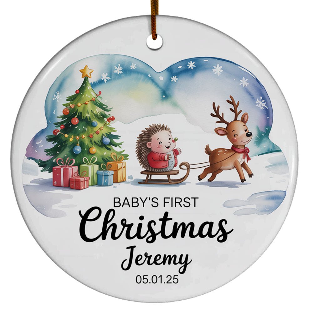 Hedgehog Baby's First Christmas 2025 Ornament, Baby's First Christmas Ornaments Gifts for Dad Mom Kid Boy Girl, Hedgehog Baby's First Christmas Ornament
