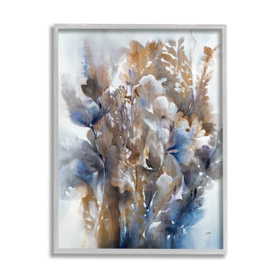 Stupell Industries Modern Flower Bouquet Composition Painting Gray Framed Art Print Wall Art, Design by K. Nari
