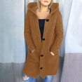 thumbnail image 2 of LYXSSBYX Winter Coats for Women Plus Clearance Womens Long Sleeve Cable Knit Long Cardigan Open Front Button Hooded Sweater Outerwear, 2 of 7
