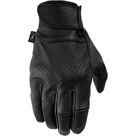 Thrashin Supply Siege Mens Leather Vented Gloves Black LG
