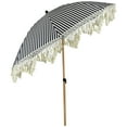 thumbnail image 4 of Northlight Striped Outdoor Macrame Boho Beach Market Umbrella with Tilt- 6.5' - Black and White, 4 of 9