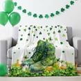 thumbnail image 3 of Throw Blanket Fleece Throw Blanket 50x80in, St. Patrick's Day Shamrock Daisy Flower Soft Lightweight Bed Blankets Rustic Green Boots Fuzzy Couch Blankets for All Season, 3 of 9