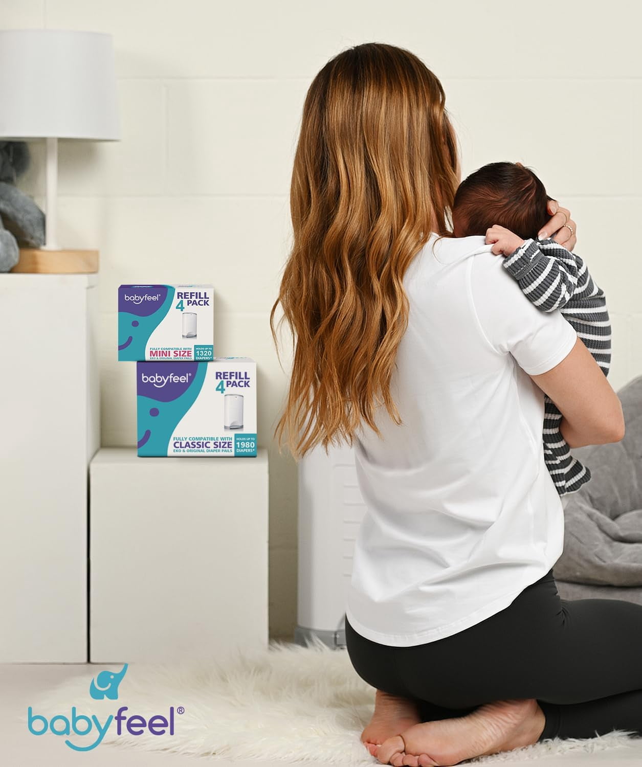 Refills Compatible with DEKOR CLASSIC Diaper Pails | 8 Pack | Exclusive 30% Extra Thickness | Diaper Pail Refills with Powerful Odor Elimination | Powder Scent | Holds up to 3960 Diapers