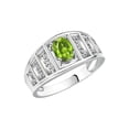 thumbnail image 4 of RYLOS Rings for Women 14K White Gold Ring Classic Style 7X5MM Oval Gemstone &  Diamond Ring August Peridot Jewelry Size 8, 4 of 8