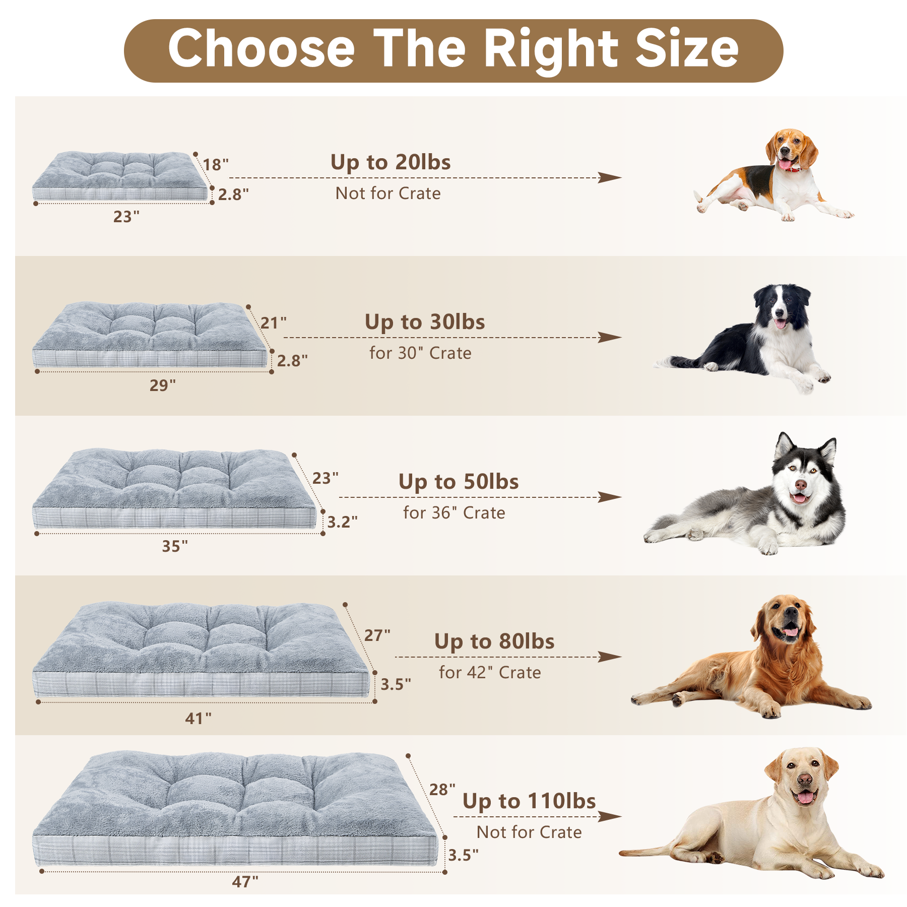 KSIIA Washable Dog Bed for Large Dogs, 35"x23", Gray photo 8