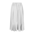 thumbnail image 5 of Women's Skirts Summer Elegant Chiffon Skirt Casual Swing Skirt High Waist Plain Ruffles A-Line Dresses Solid Color Office Work Maxi Dress Skirt, 5 of 7