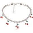 thumbnail image 1 of Collar de cadena de eslabones de tenis de cereza con colgante de cereza de cristal helado, gargantilla de hip hop, collar de cadena de clavícula de cristal brillante con dije de cereza boho para mujeres y niñas, joyería para regalo de fiesta Sailing  Electrónica, 1 of 5