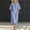 Blue, variant on Qulqfy Cotton Womens Summer Dresses Solid Cap Sleeve Flowy Maxi Casual Fall Ruffle V-Neck Button Down Beach with 3 Pockets Army Green Sundresses L