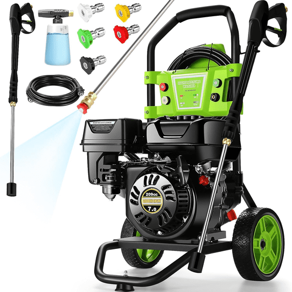 Farmdex 2.4GPM Gas Power Washer 4200PSI Pressure Washer, 209CC Gas Powered Washing Machine Commercial High Pressure Washer with 5 Nozzles & 25ft Hose & for Patio Garden, Yard & Vehicle